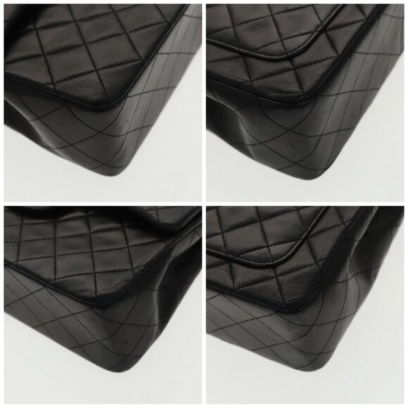 CHANEL Matelasse Chain Hand Bag Lamb Skin Black Gold CC Auth 95715AV - Picture 16 of 16